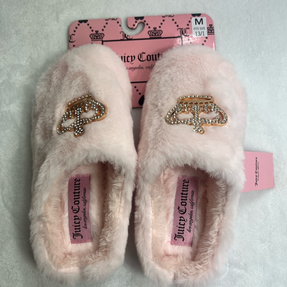 Juicy Couture Light Pink Plush Slippers